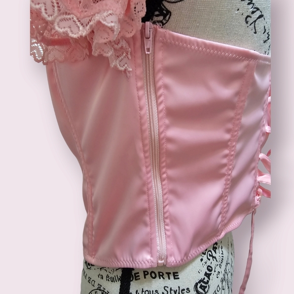 Pink Satin Corset Top Sugar Thrillz DollsKill Size 1x - Picture 2 of 7